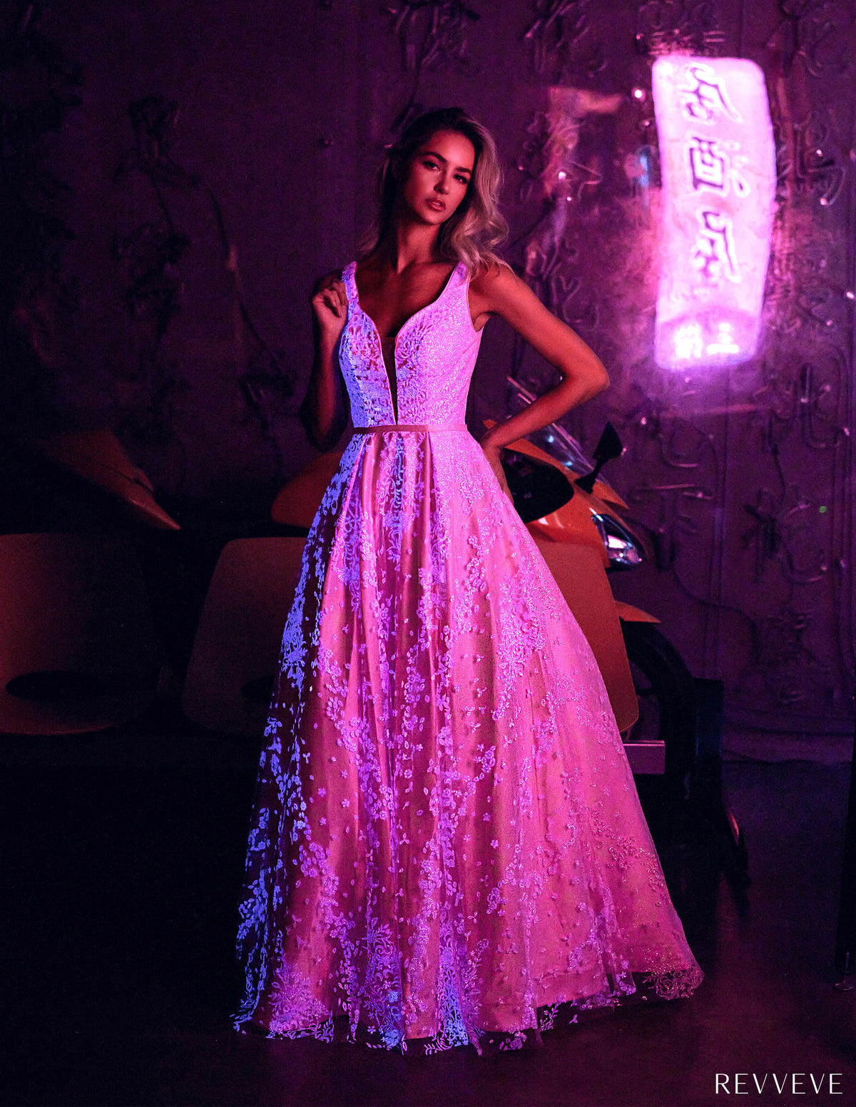 Elevate Your Evening: Revveve R9003 Glow-in-the-Dark Prom Dress Elevate Your Evening: Revveve R9003 Glow-in-the-Dark Prom Dress